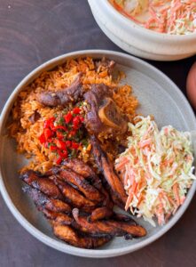 JOLLOF RICE WITH GOAT MEAT