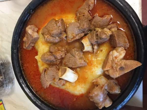 FUFU WITH GOAT MEAT.