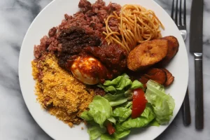 WAAKYE WITH CHICKEN.