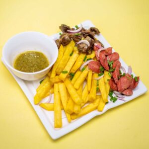 FRIED YAM WITH SPICY GIZZARD.