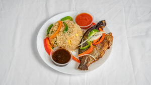 EGG FRIED RICE AND GRILLED TILAPIA